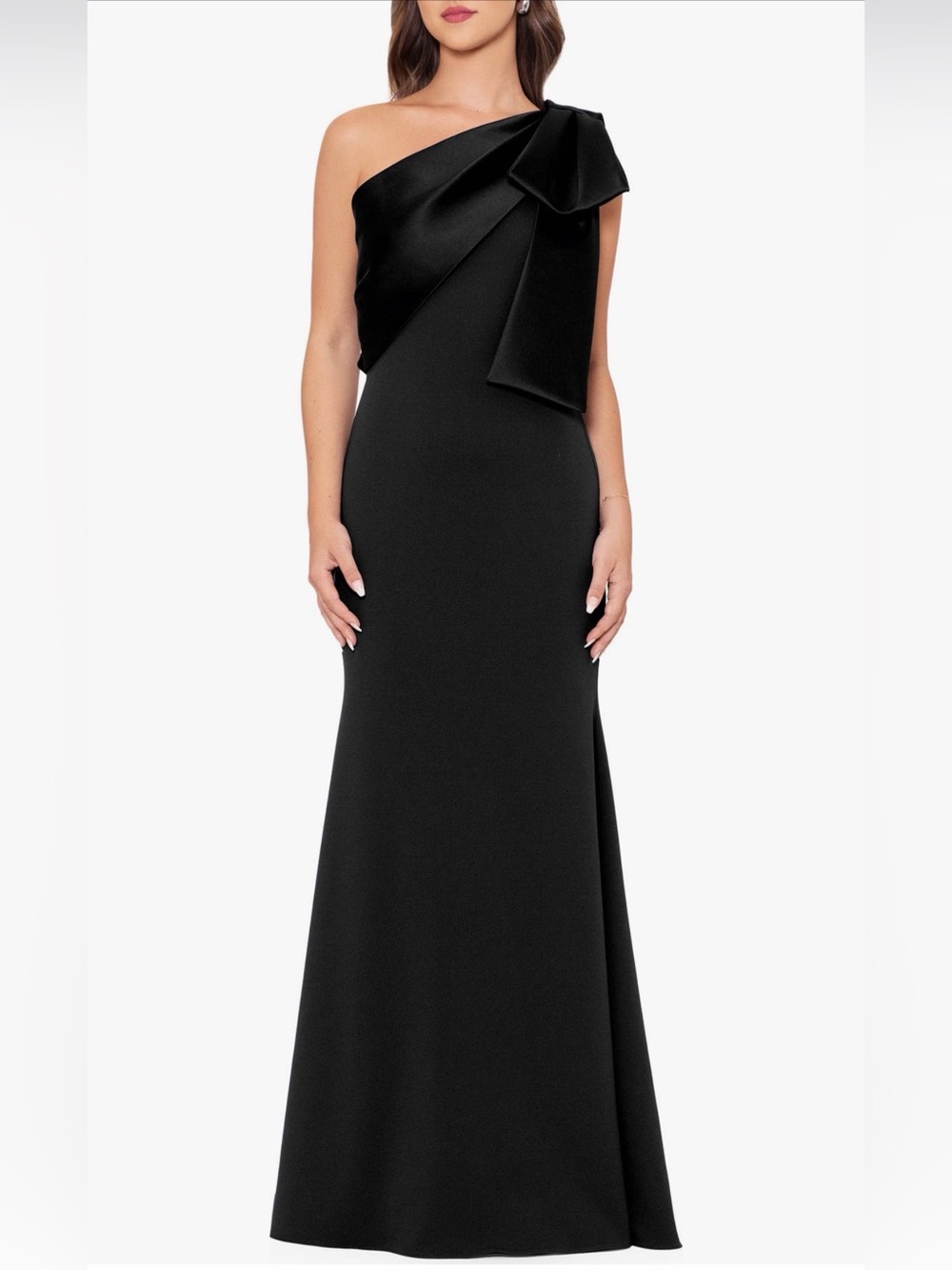 Betsy Adam Satin Bow Mermaid Maxi Dress Size 8 B2260